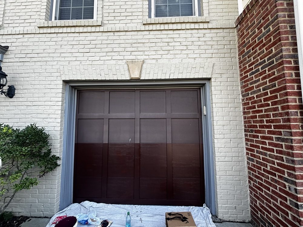 Townhouse brick, trim and garage door, Garage door done