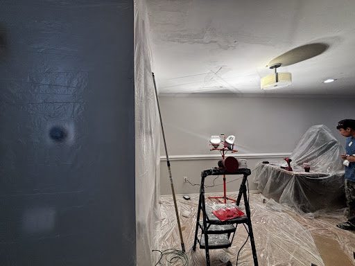 Living and dining rooms, walls, ceilings and trim, Walls prepped
